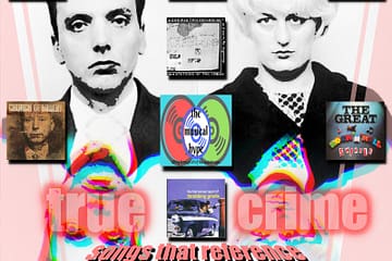 “Songs That Reference Ian Brady & Myra Hindley” [Photo Credit: Beeswing, Crass, Rise Above, Sony, Thirsty Ear, Warner Music UK, Ian Brady & Myra Hindley Mugshots (Fair Use)]